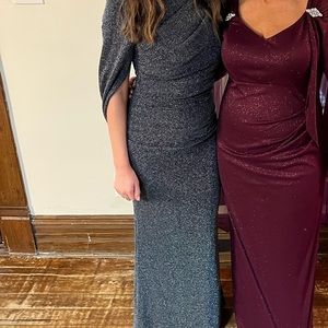 Betsy & Adam cape black dress / gown